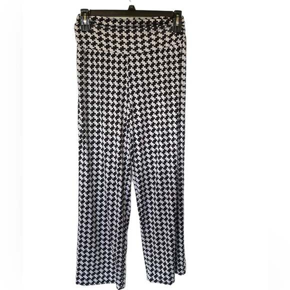 Women's Mud Pie Palazzo High Waist Pants Houndstooth Black/ White Size S - Picture 2 of 3